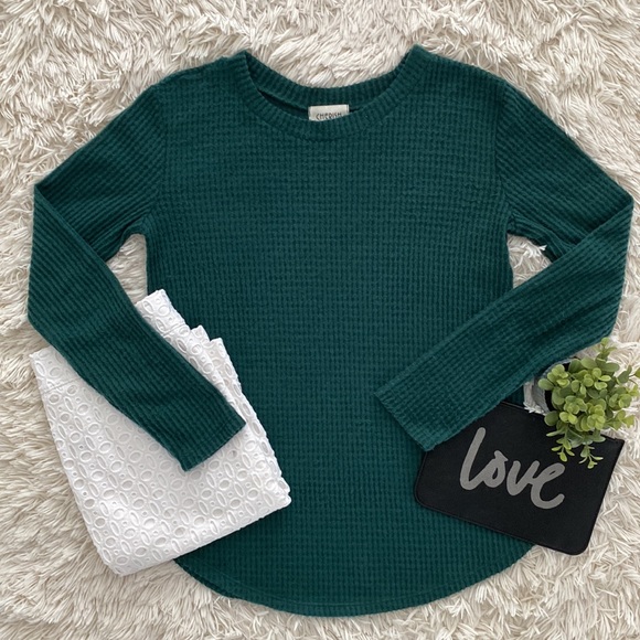 🎉HP🎉 Cherish Brushed Waffle LS Top 💗 Forest Green - Picture 4 of 12